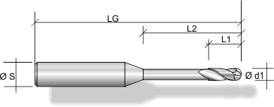 Stirnradiusfrser F261, Schaft freigelegt